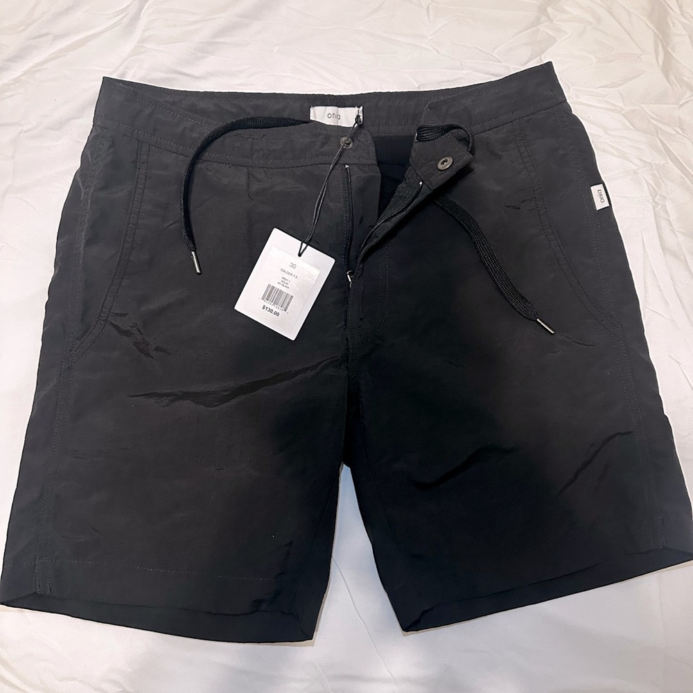 Onia Men's The Calder Swim Shorts Black Size 30, 7.5" inseam, NWT